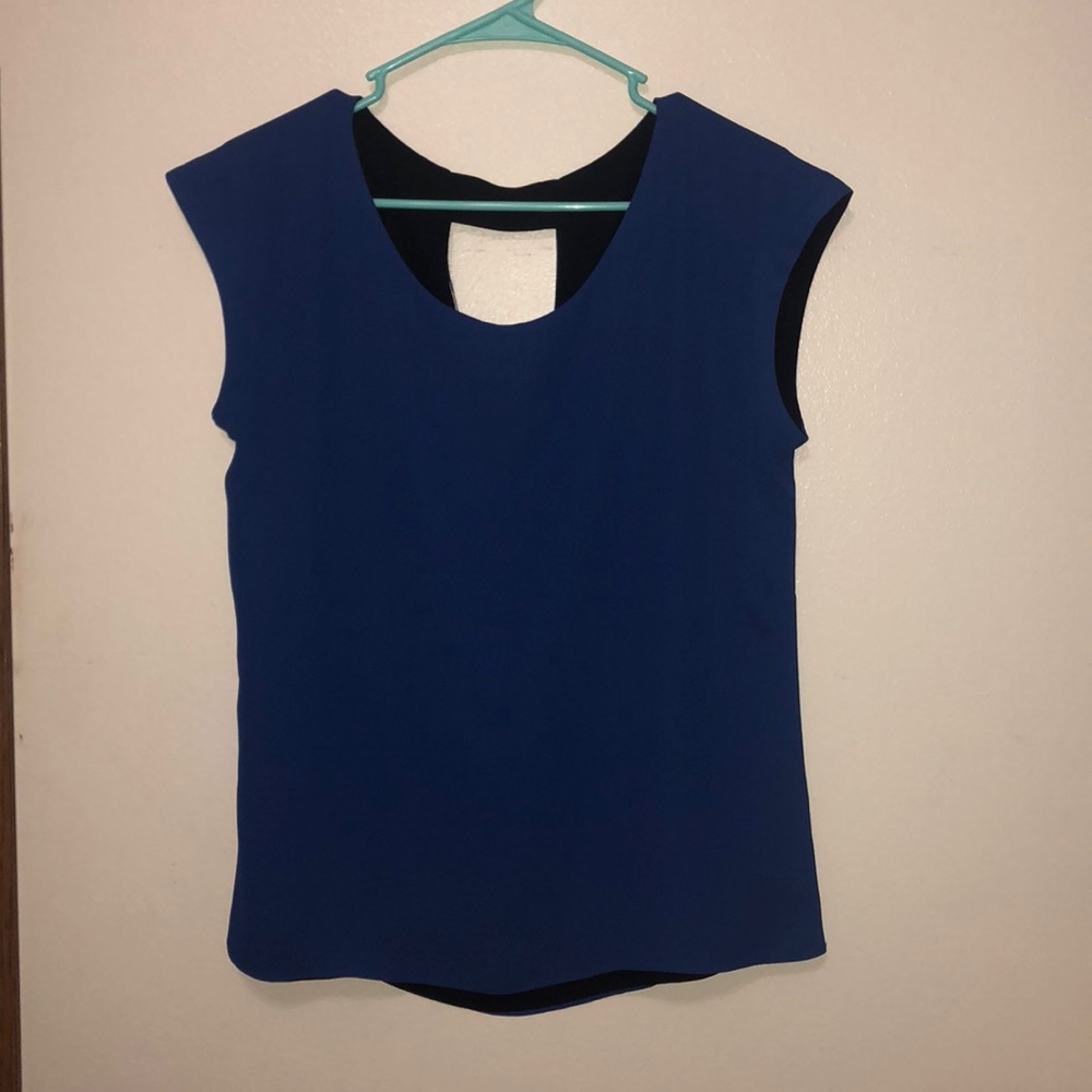 Blue/black reversible blouse